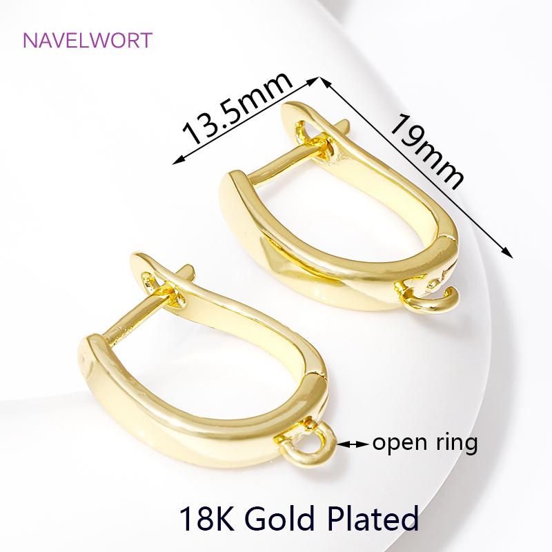 DIY Earring Making Accessories 18K Gold Plated Smooth Earring Hook Clasps Brass Metal Earwires Hooks,Jewelry Making Supplies