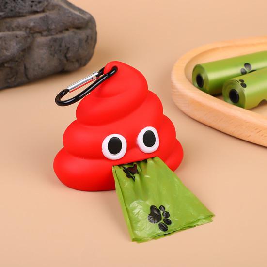 Pet Waste Bag Dispenser with Carabiner Easy To Hang Stool-Shaped Vinyl Pet Degradable