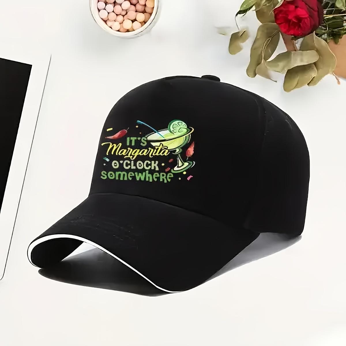 

Margarita O Clock Somewhere Print Baseball Cap Unisex Polyester Adjustable Casual Outdoor Sports Summer Breathable Cap One Size
