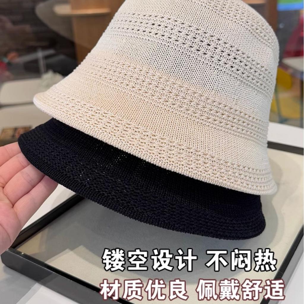 New fashion sunshade sunscreen fisherman hat children spring and summer knitted hollow breathable face small bucket hat