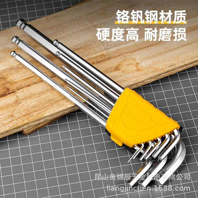 Deli Tools 9-Piece Long Ball & Rhombus Head Hex Key Screwdriver Set DL3090