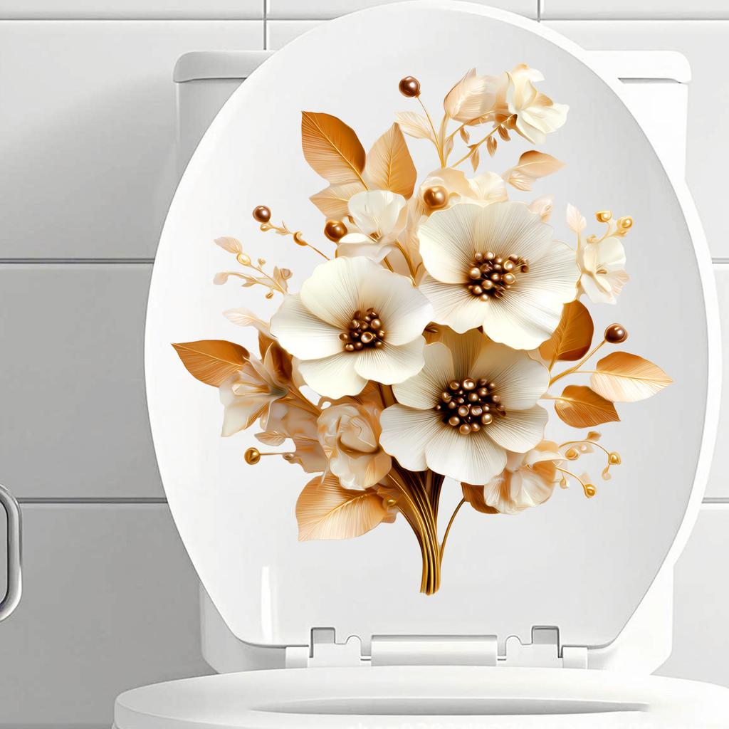 Kreativer Blumen-Toilettenaufkleber Wasserdicht Selbstklebend Abnehmbar Badezimmerdekoration