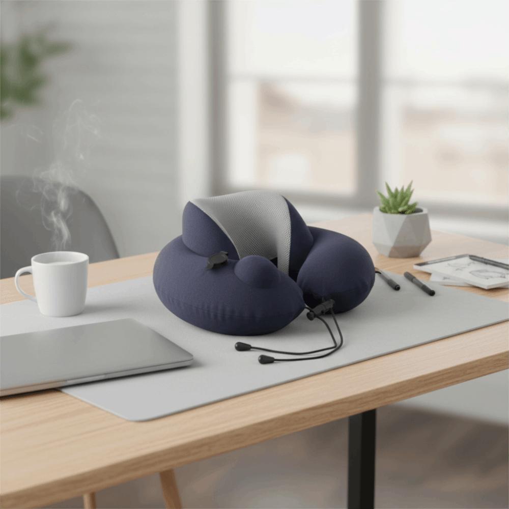 Ergonomisches aufblasbares Nackenkissen mit Druckknopf, atmungsaktives Lendenkissen für das Auto, Geschenk