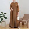 Women Spring and Autumn Plus Size Muslim Long Dress Long Sleeve Simple Vintage Dress