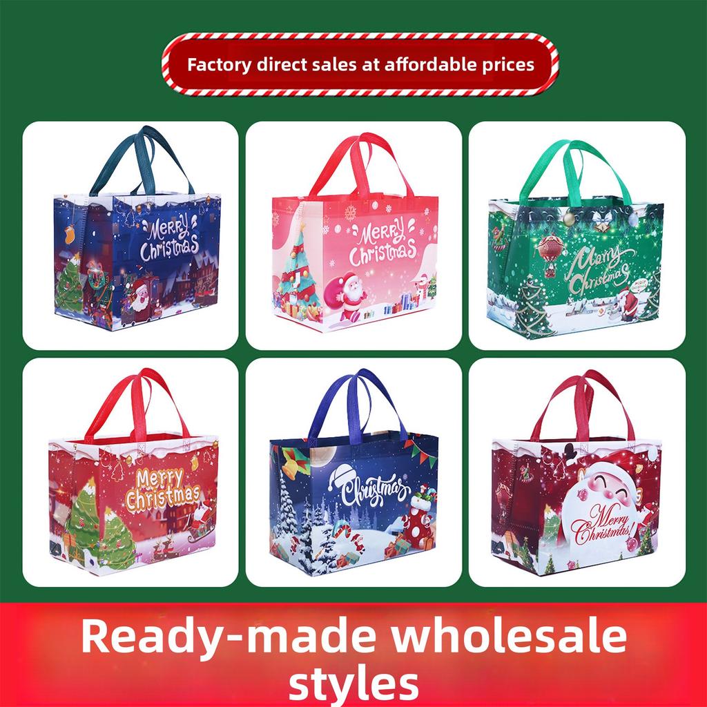 Christmas Themed Non-Woven Reusable Shopping Bag with Heat Transfer Printing