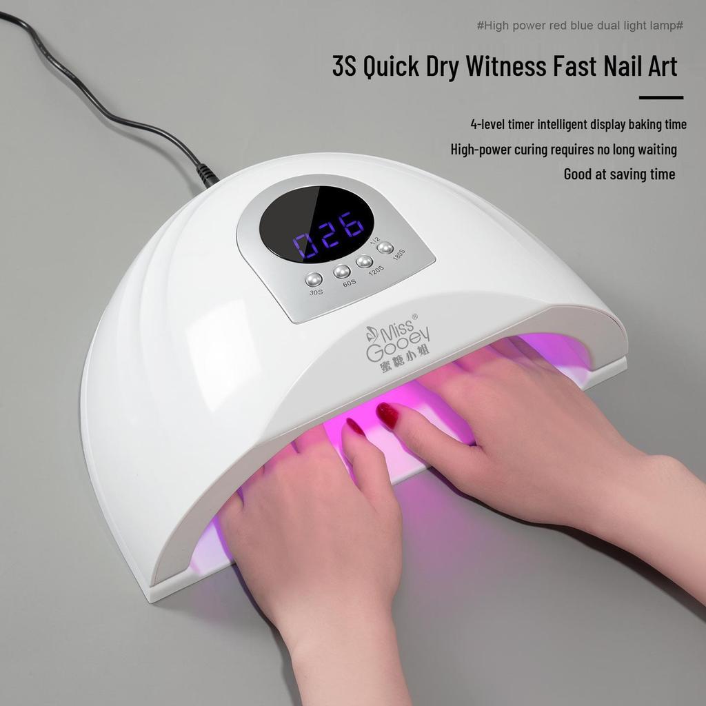 High-Power Red & Blue Light Quick-Dry Manicure Lamp for Both Hands – Gel Lamp That Prevents Hand Blackening