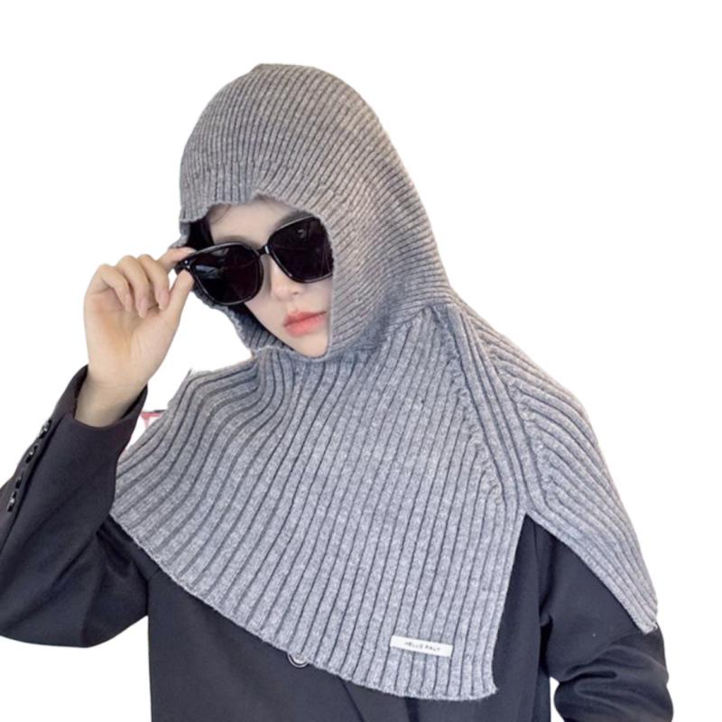 Warm Knit Hooded Shawl: Autumn/Winter Windproof Wool Pullover Hat