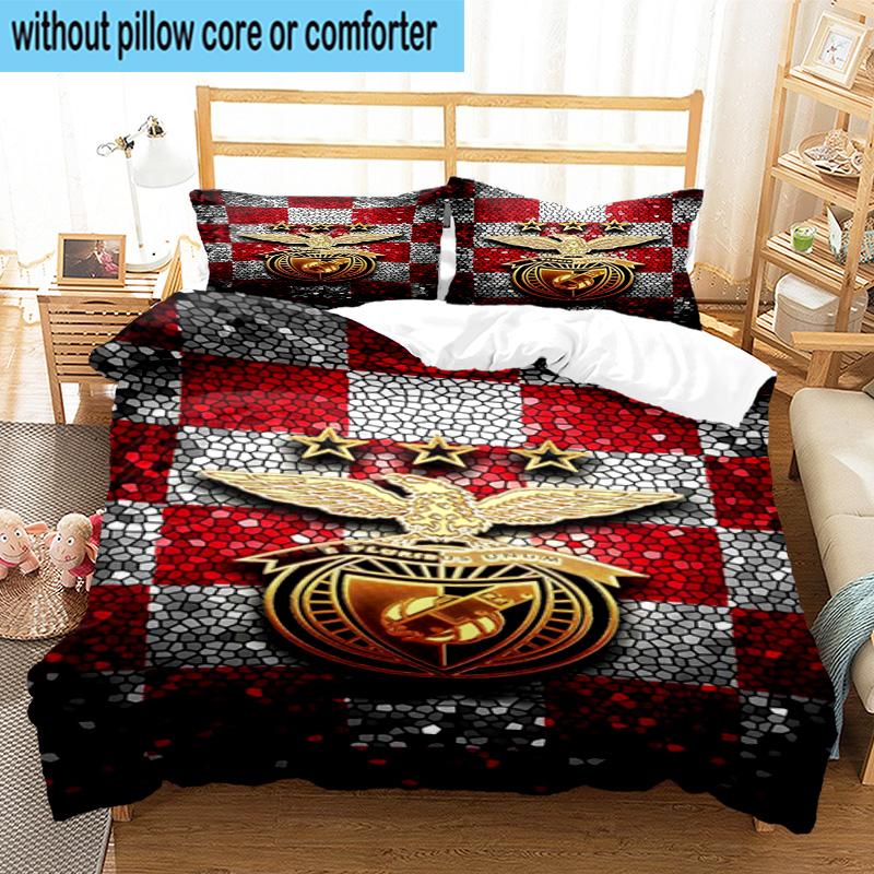 Set Biancheria da Letto Stampato 3 Pezzi Club di Calcio Benfica Chiusura Copripiumino Include 1 Copripiumino & 2 Federe Set Biancheria da Letto Decorazioni per la Casa Regali