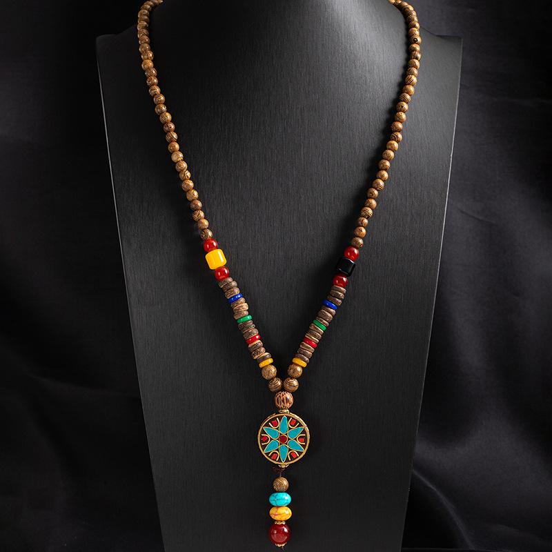 Tibetan Ethnic Sweater Chain Zen Bodhi Necklace: Unisex Retro Scenic Accessory