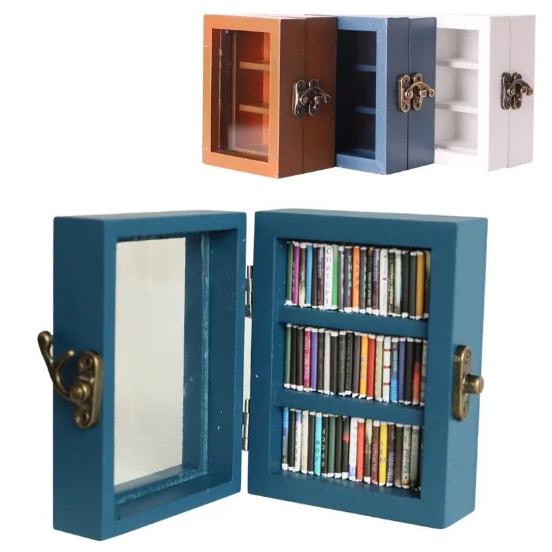 New Wooden Pocket Anxiety Bookshelf Home Decoration Creative Ornament Miniature Bookshelf Portable Rectangular Tiny Book Library