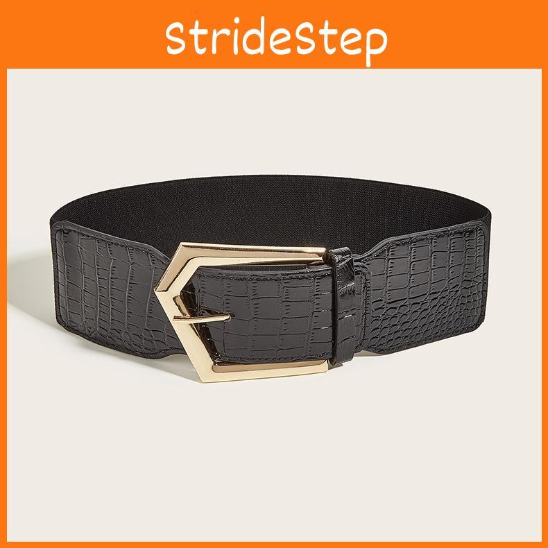 Vintage Style Wide Waist Belt With Irregular Metal Buckle For Apparel Womens