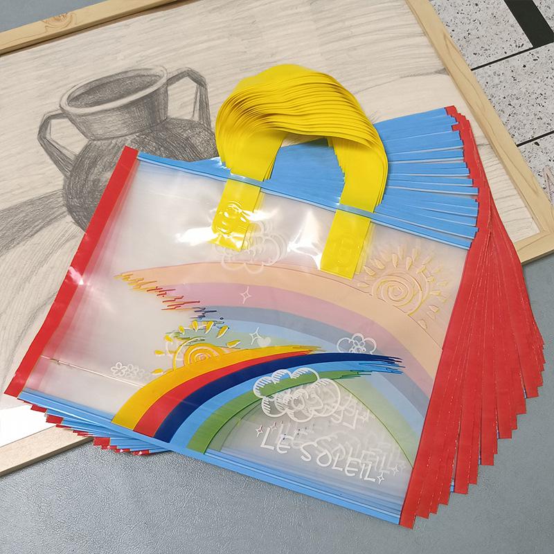 Regenbogen Transparente Tragetasche: Kinder-Gastgeschenk- & Geschenktüte in Groß, Mittel oder Klein