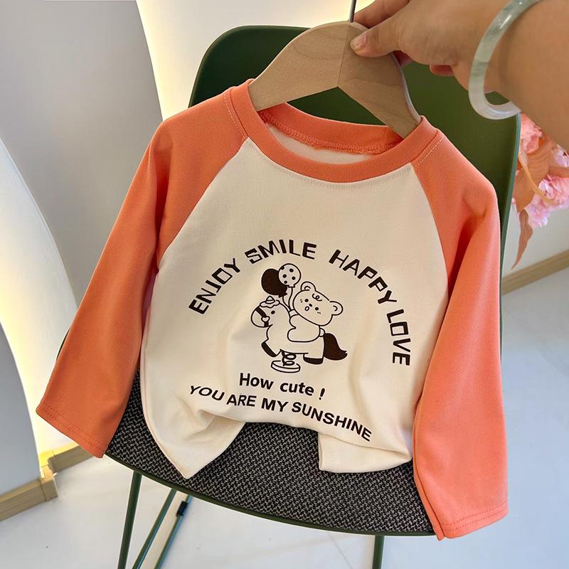 Children's Long Sleeved T-shirt Letter Printed Warm Kids Top