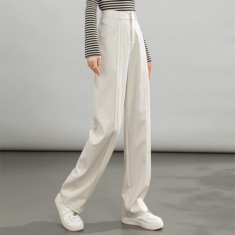 Fanzhen Women's High-Waisted Draped Wide-Leg Suit Pants
