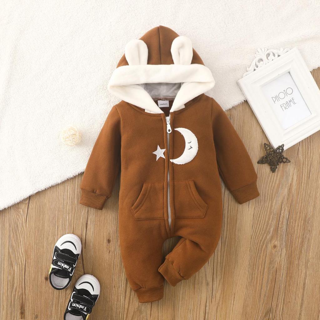 Kapuzen-Strampler für Babys und Kleinkinder: Reißverschluss mit Schleife, Erdbeerdesign, für 0-2 Jahre, Herbst/Winter Strampler.