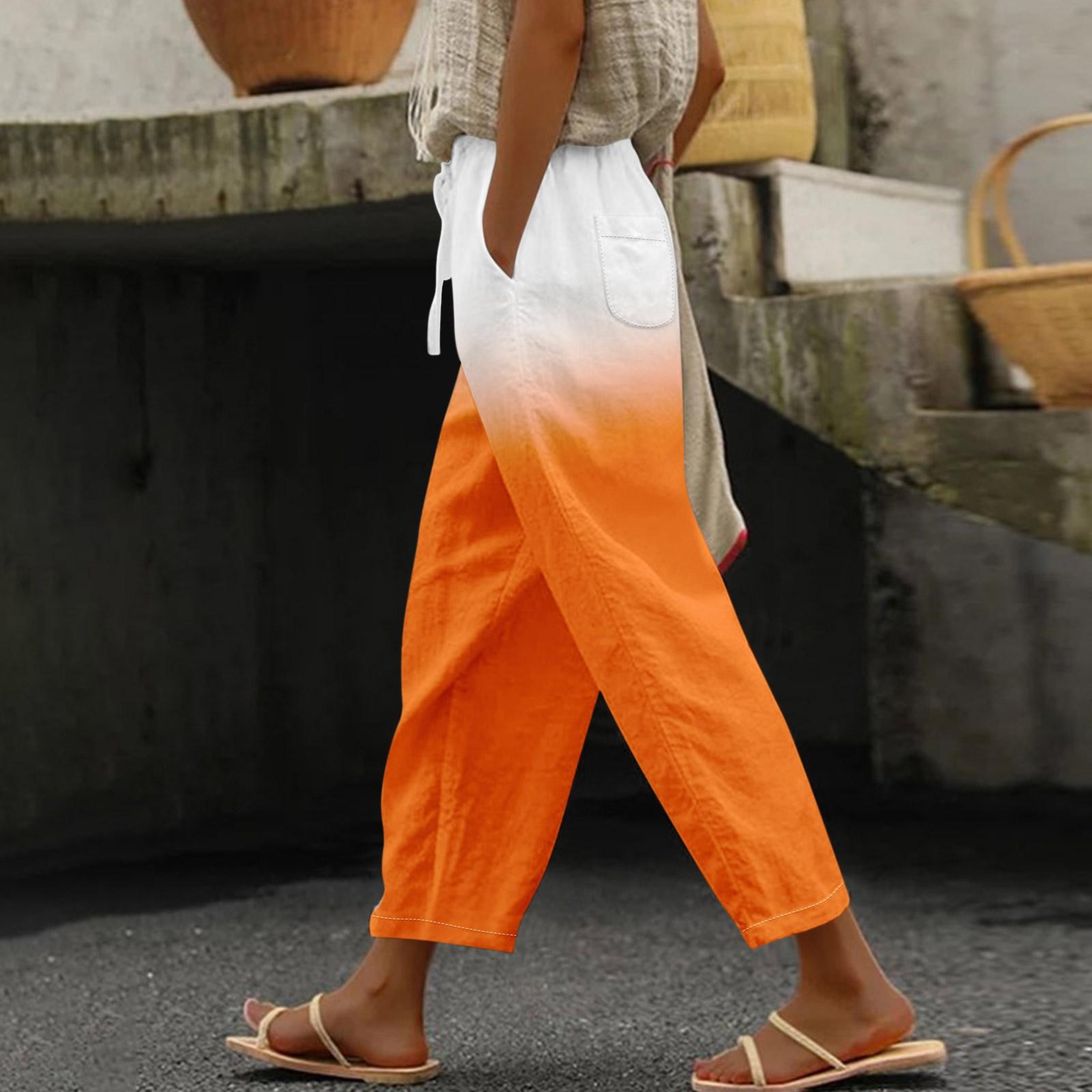 

Женские повседневные брюки с модным градиентным принтом и карманами на шнуровке, брюки с эластичной резинкой на талии XXXL белый