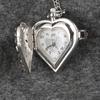 Hollow Heart-Shaped Pocket Watch Necklace Pendant Chain Women
