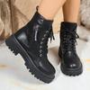 Martin Boots Women's New Autumn and Winter Short Boots Women's Platform Locomotive Boots Large Size Lace-up Boots