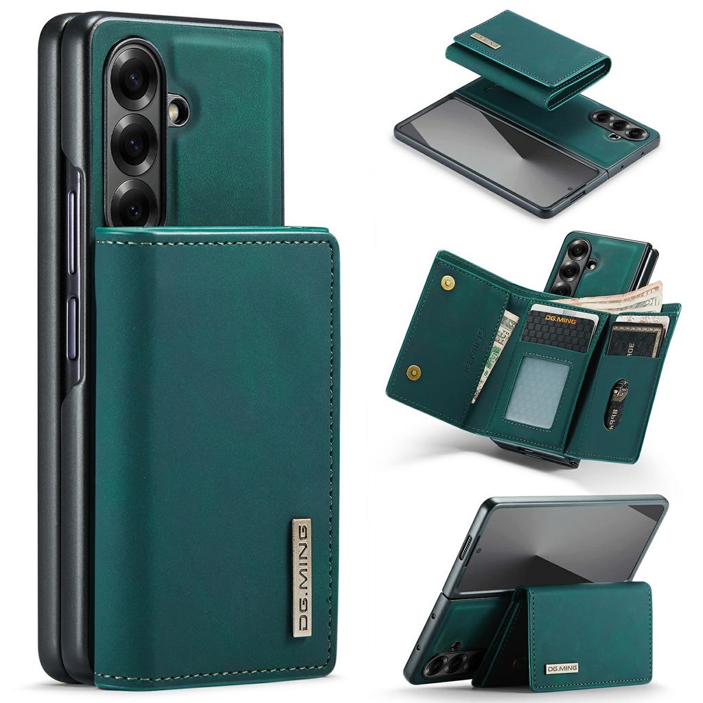 DG.MING M1 Serie für Samsung Galaxy Z Fold7 5G Handyhülle PU + TPU + PC Rückabdeckung mit magnetischem Tri-Fold Wallet Ständer