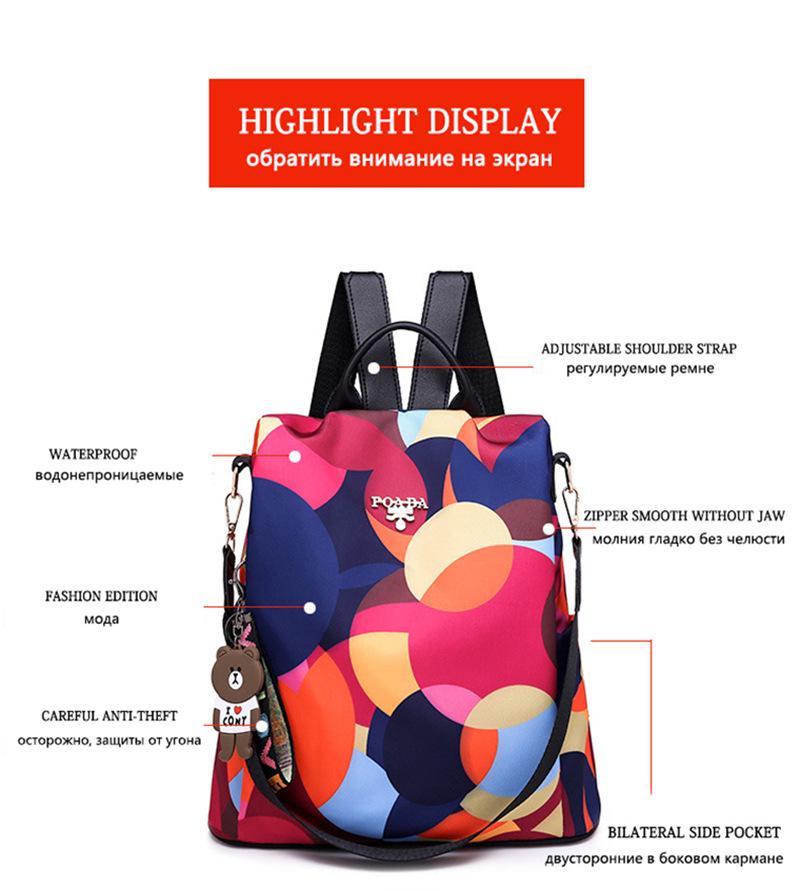 2024 Women's Korean Style Fashion Backpack: Versatile Oxford Cloth Anti-theft Design with Pendant