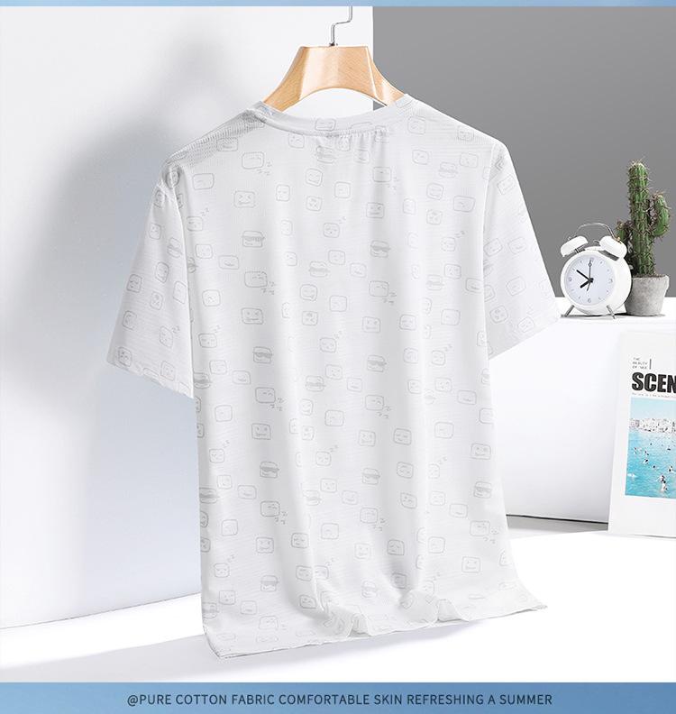 Summer Ice Sensation Cooling Elastic Ice Silk Short Sleeved Casual Versatile T-shirt for Men, Cool Sensation Anti Wrinkle and Antibacterial
