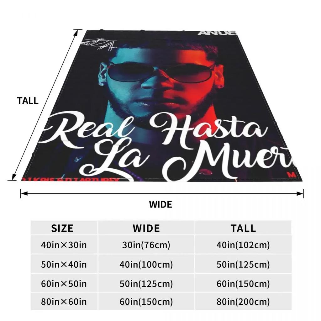 AA Anuel Blanket Horror Real Hasta La Muerte Travelling Flannel Throw Blanket Warm Soft Couch Chair Design Bedspread Gift