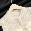 Shechi Women's Sweet Bowknot Knitted Vest with 3D Floral Lace