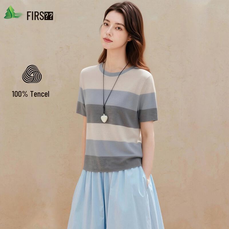 FIRS Women s Tencel Lyocell Striped Knit T-Shirt One Size