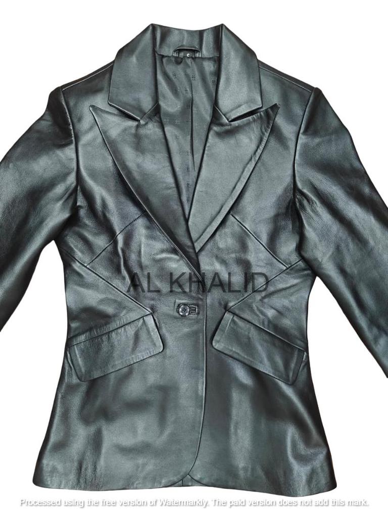 AL KHALID Svart Blazer Stilig Formell Designer Ekte Lammeskinn Dame Lær Selskap Håndlaget