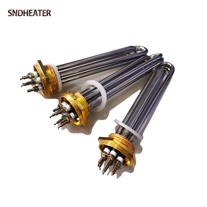 SNDHEATER DN32 DN40 Водогрейный Канал Элемент Мгновенного Нагрева Резьба 1,5 Дюйма 110В 220В 380В Трубчатый Медный Фланец Водонагреватель 3KW 195mm