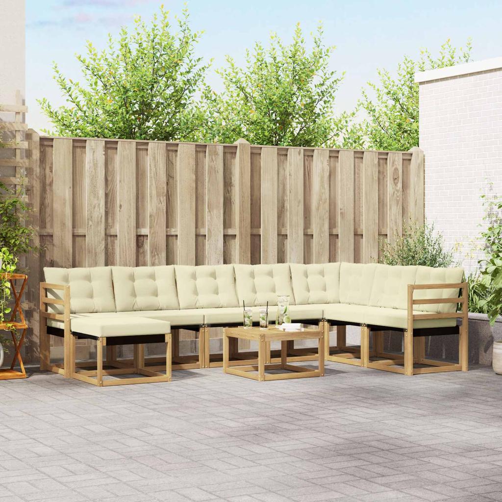 Outdoor Sofa Set with Cushions 9 pcs White and Cream