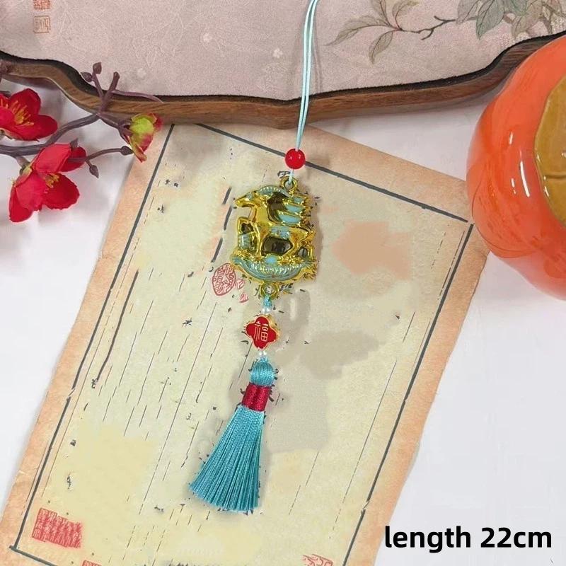 1Pcs Chinese New Year 2027 Goat Hanging Ornaments Gold Lucky Design Red Tassels For Spring Festival Home Wall Decor