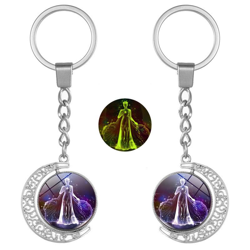 Double-Sided Luminous Zodiac Keychain Pendant for Backpacks – Couple Gift Accessory