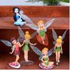 Flower Fairy Miniature Dollhouse Garden Decor Set Of 6 Fly Wing Figures Hand-painted Plastic Material 5-10cm Size