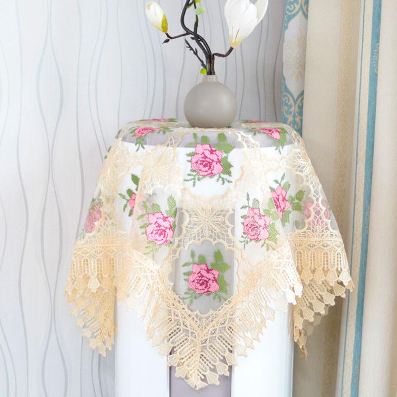 NUOVO tovaglia ricamata con fiori di rosa in rete, copertura per tavolo, tovaglia per festa di matrimonio, cucina, decorazione e accessori da tavolo per Natale