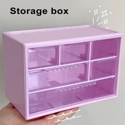 Drawer Desktop Storage Box Large Capacity 6 Compartments Clear Visible Cosmetic Stationary Hair Accessories Jewelry Storage Organizer Container