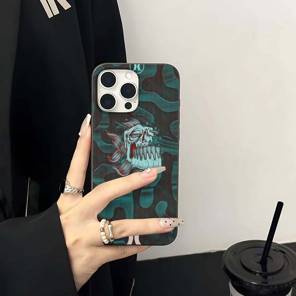 Classic Famous Brand H-HurleyS Logo For IPhone 16 15 14 13 12 11 17 Pro Max Plus Wave Corrugated Phone Case Anti Drop Cover