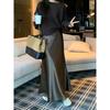 Kumikumi High-Grade Solid Elegant Satin Versatile Skirt Women's Autumn High Waist Slimming Fishtail Skirt Long dress