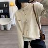 2024 Spring Women's Wool Cardigan - Round Neck with Little Horse Embroidery.