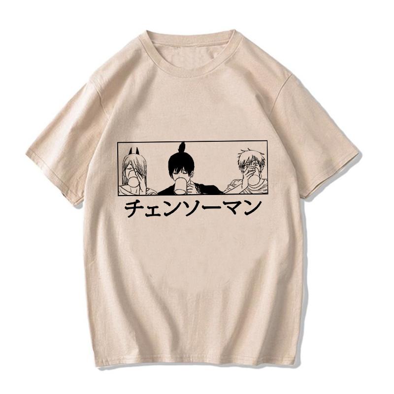 Chainsaw Unisex T Shirt Unisex EU Unisexga Cartoon Pochita Tshirt Japanese Anime Makima Harajuku Graphic Tees Clothing Tops Tshirt