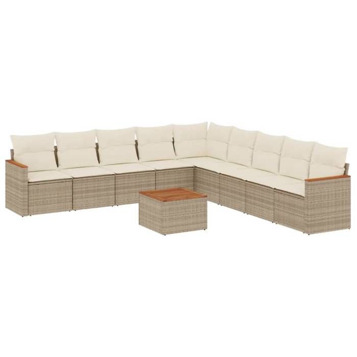 VidaXL Salon de Jardin avec Coussins 10 pcs, Canapés de Terrasse, Ensemble de Meubles de Patio, Mobilier d'Extérieur, Beige 3258467