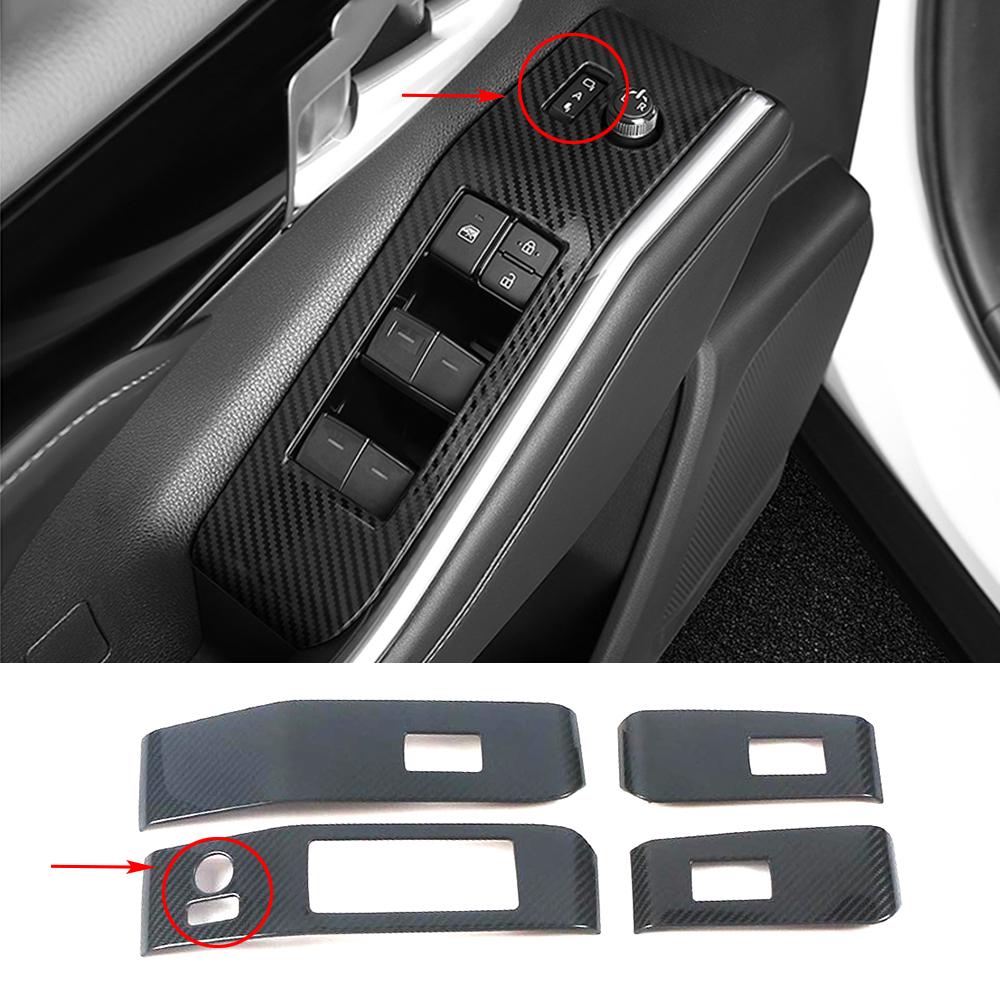 For Toyota Highlander XU70 2024 Car Window Lift Switch Button Cover Trim Door Armrest Panel Interior Accessories Stainless Steel