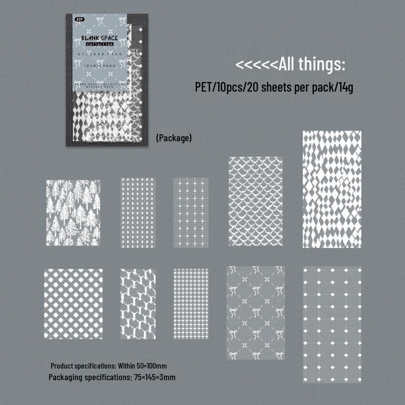Simple Basic Pattern Ketchup PET Sticker Pack for DIY Journals and Collages