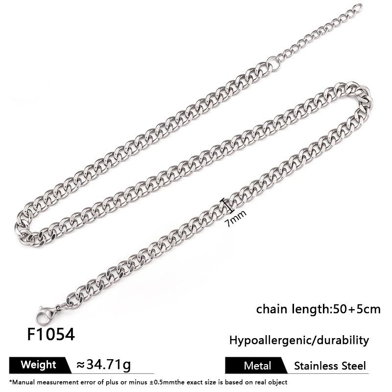 Multi-Size Titanium Steel Cuban, Figaro, Clavicle, and Hip Hop Chain Necklaces