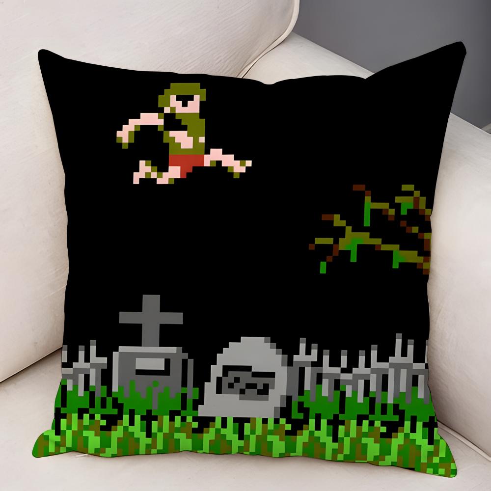 GGhosts N GGoblins Game Cushion Cover Natural Linen Organic Fabric DoubleSided Printing Breathable For Decor