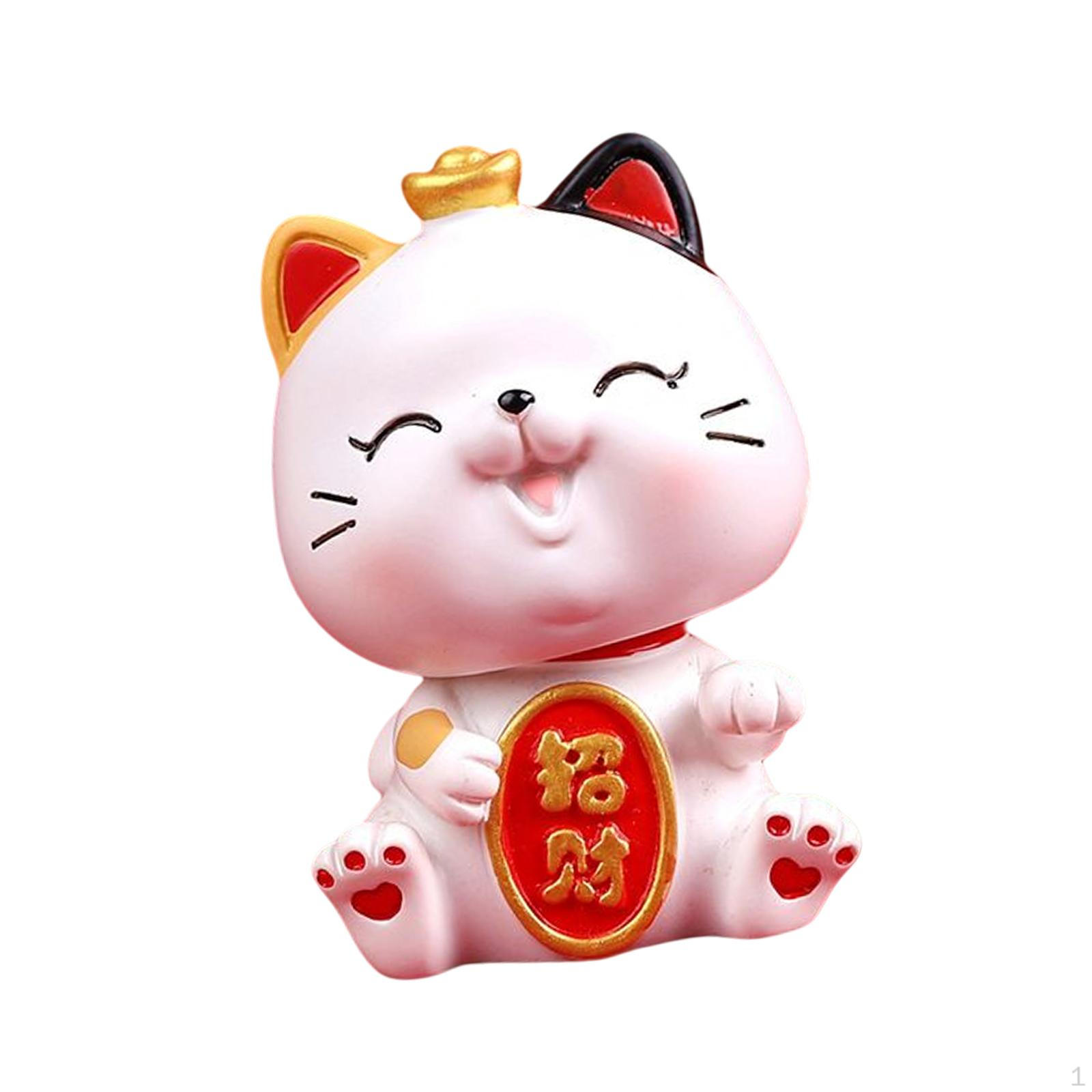 

Cat Figurine Art Decorative Display Ornament Kitten Statue for Desk Chinese Year Gifts Car Style A