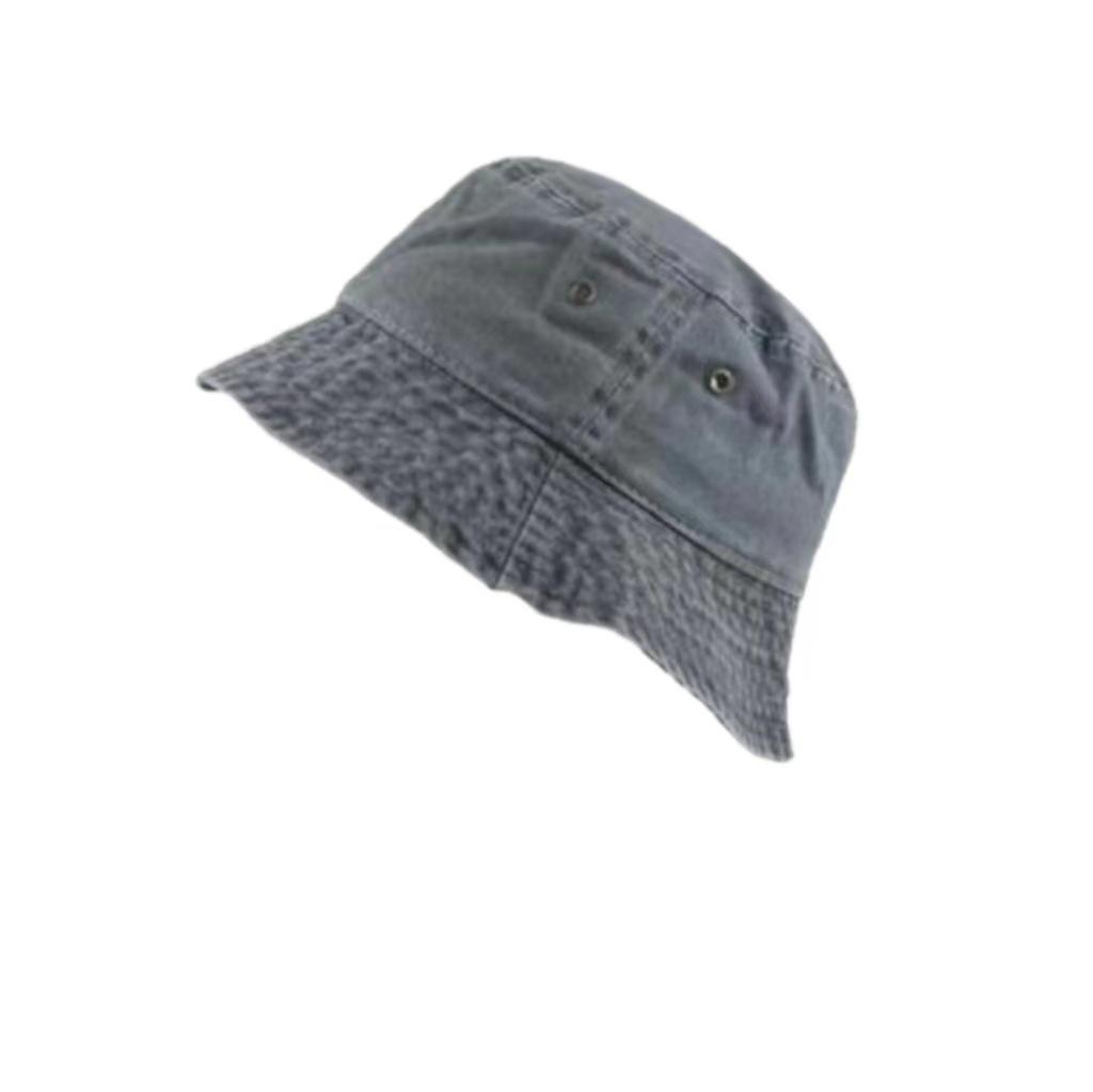 Hong Kong Style Retro Distressed Washed Denim Fisherman Hat - Spring/Summer Fashion, Breathable Bucket Hat for Couples.
