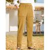 2026 New Women's Solid Color Elastic Waist Corduroy Straight Leg Casual Pants