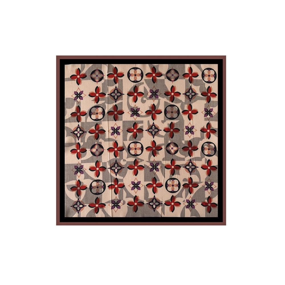 Summer ethnic style flower silk scarf women's neck small square scarf 61cm herringbone soft small scarf neck protection scarf