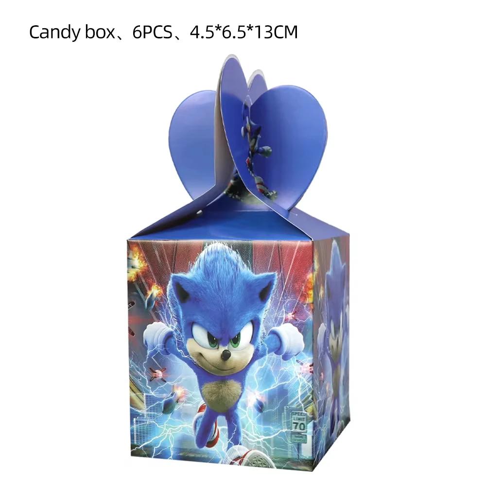 New Cartoon Sonic Party Supplies Boys Birthday Party Disposable Tableware Set Paper Plate Cup Napkin Balloon Baby Shower Decor